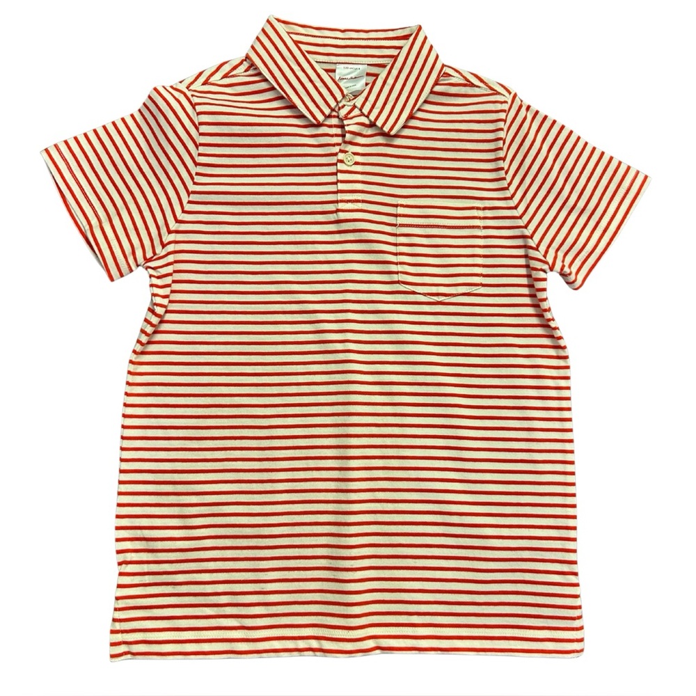 Hanna Anderson Striped Kids Polo Shirt - Red and White